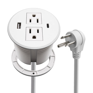 Desktop Power Grommet with USB C Fast Charge Desk Power Station White (Total 30W)